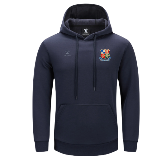 Embroidered Navy Hooded Top